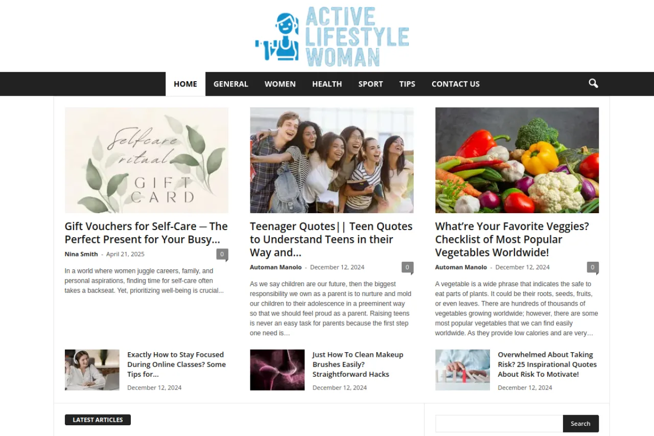 activelifestylewoman.com web sitesi ekran görüntüsü - DA 51