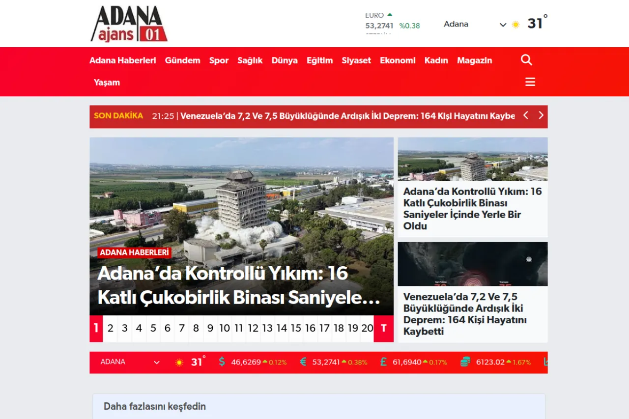 adanaajans.net web sitesi ekran görüntüsü - DA 52