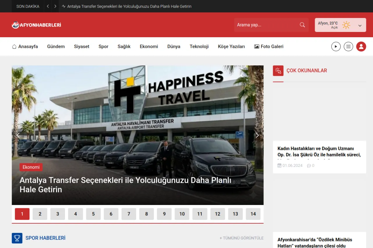 afyonhaberleri.com web sitesi ekran görüntüsü - Haber - DA 15