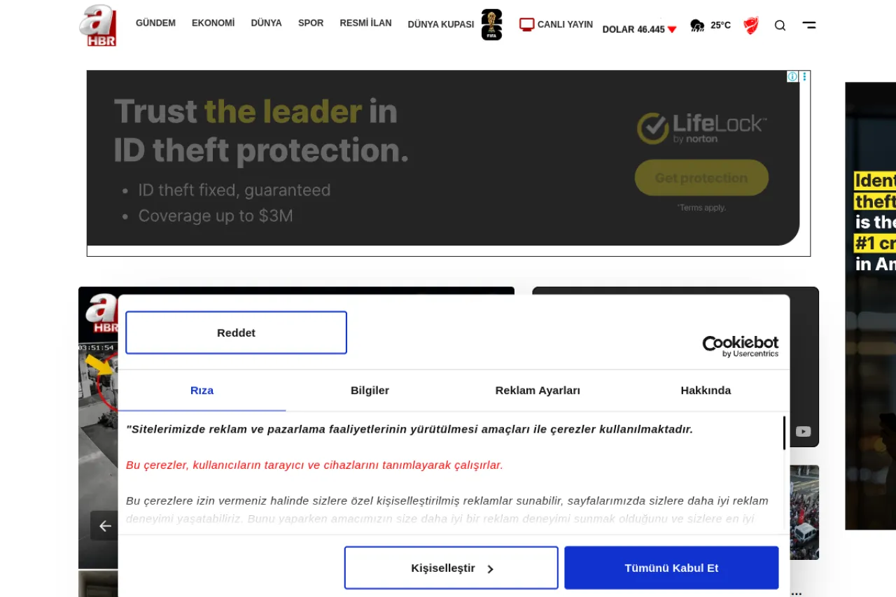 ahaber.com.tr web sitesi ekran görüntüsü - Haber - DA 63