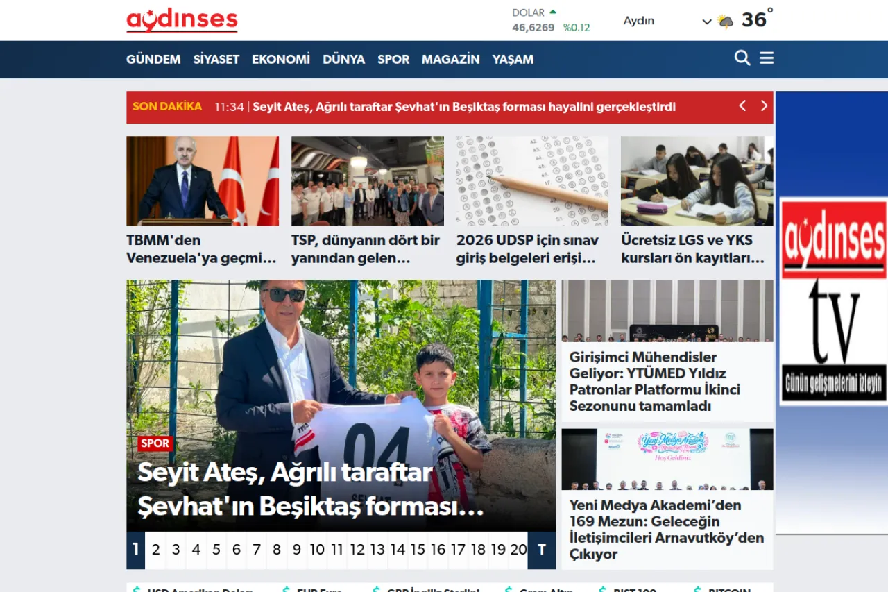 aydinses.com web sitesi ekran görüntüsü - DA 34