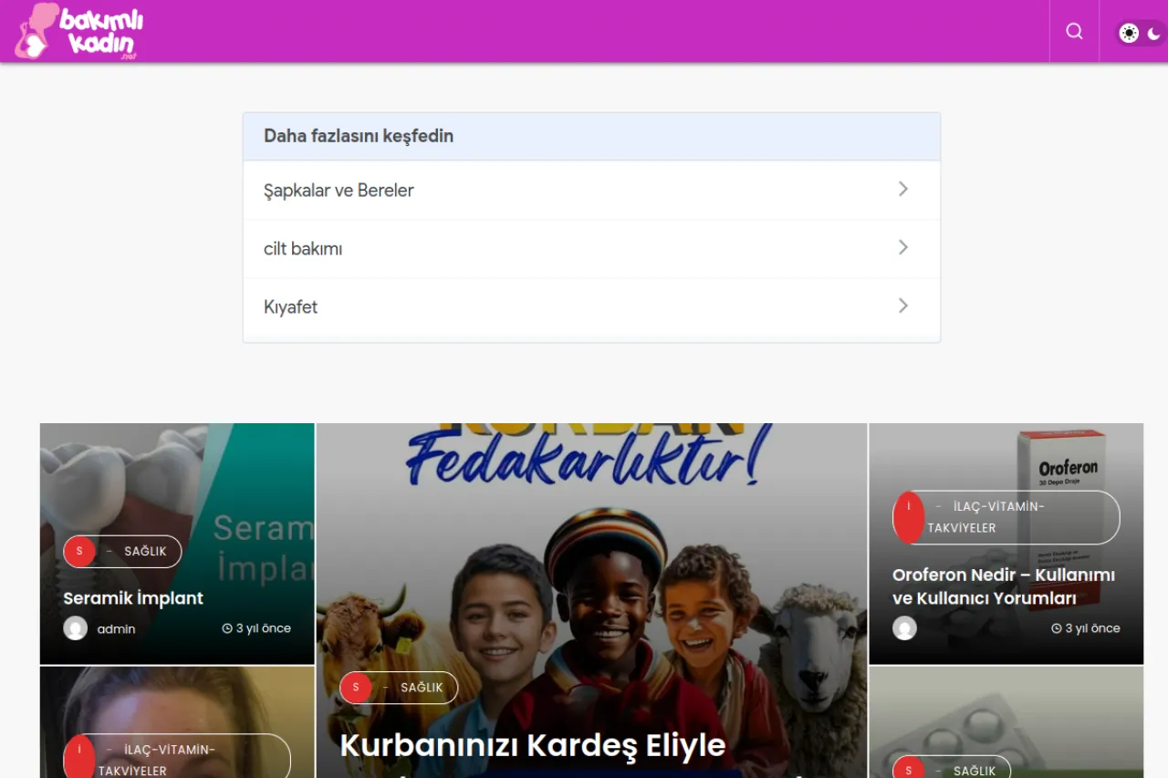 bakimlikadin.net web sitesi ekran görüntüsü - DA 59