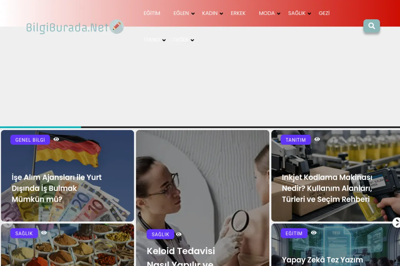 bilgiburada.net web sitesi ekran görüntüsü - DA 60