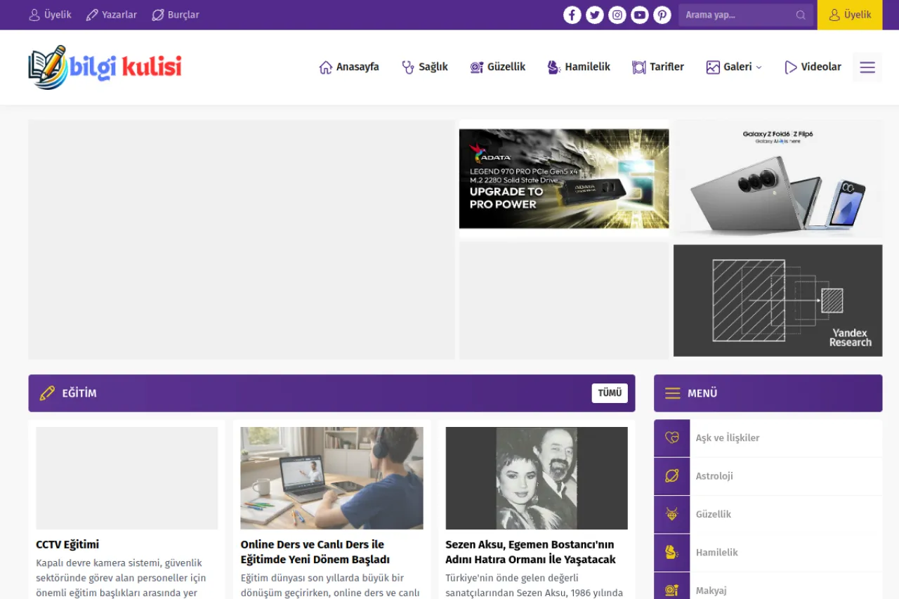 bilgikulisi.com web sitesi ekran görüntüsü - Haber - DA 39