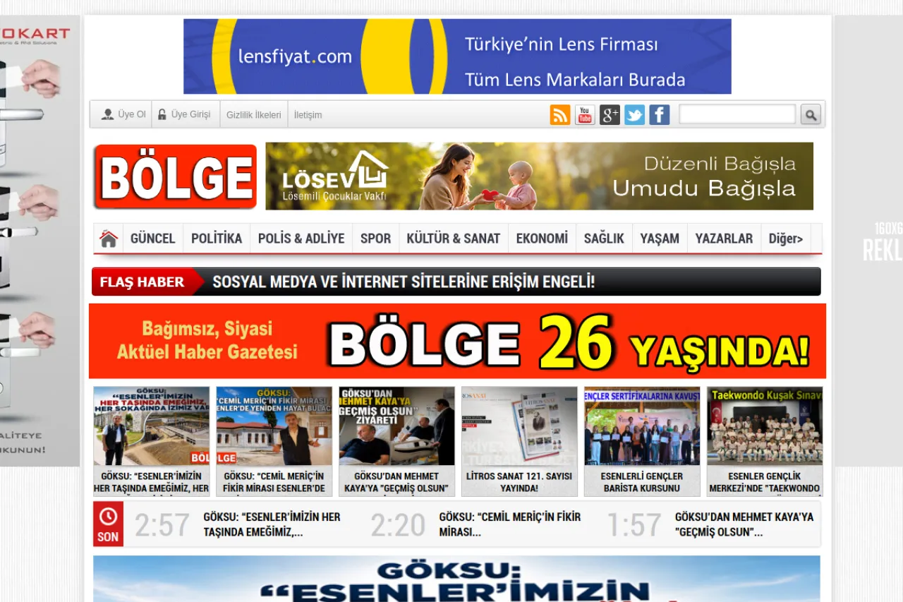 bolgegazetesi.com web sitesi ekran görüntüsü - Haber - DA 19