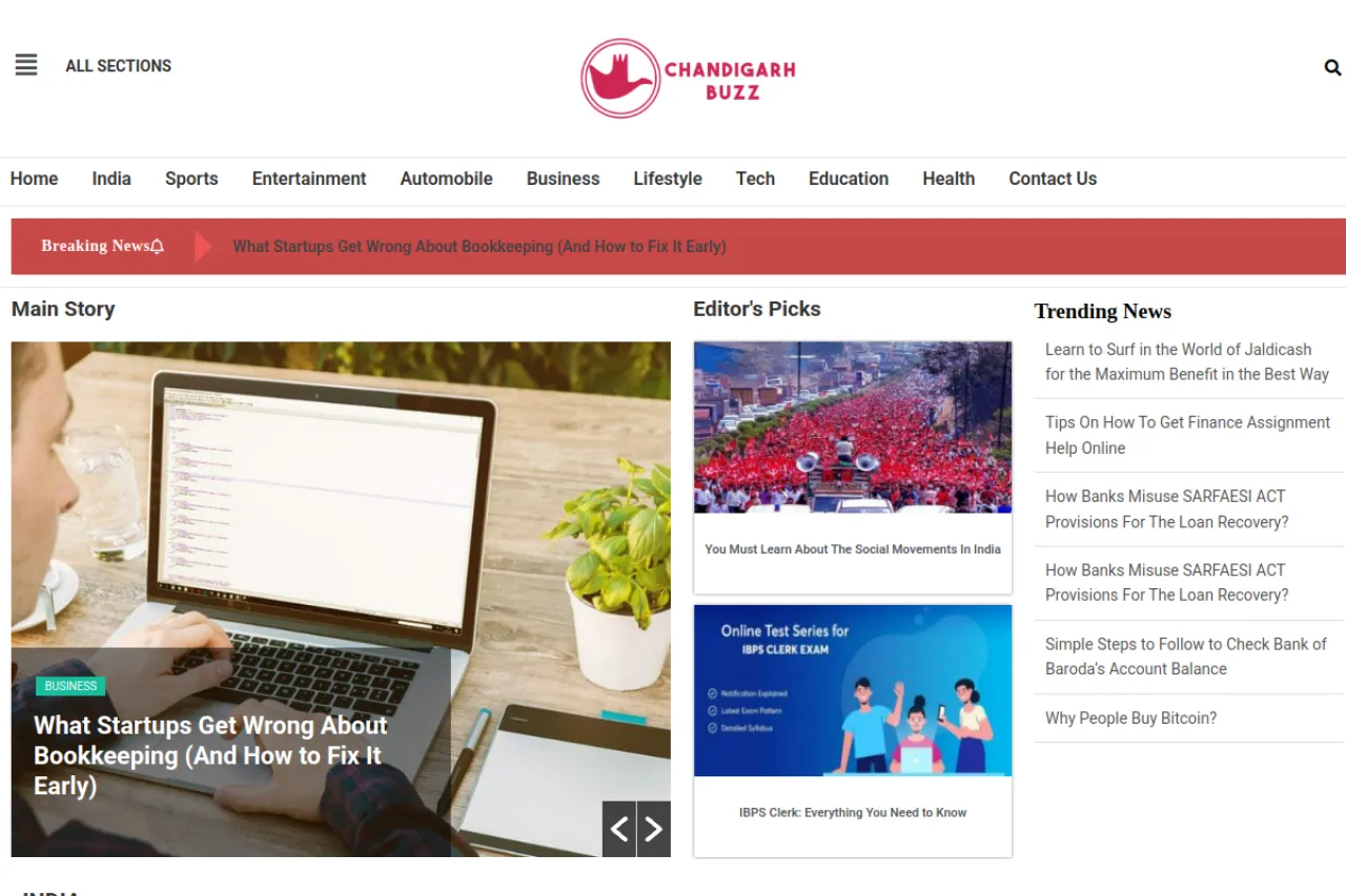 chandigarhbuzz.com web sitesi ekran görüntüsü - DA 60