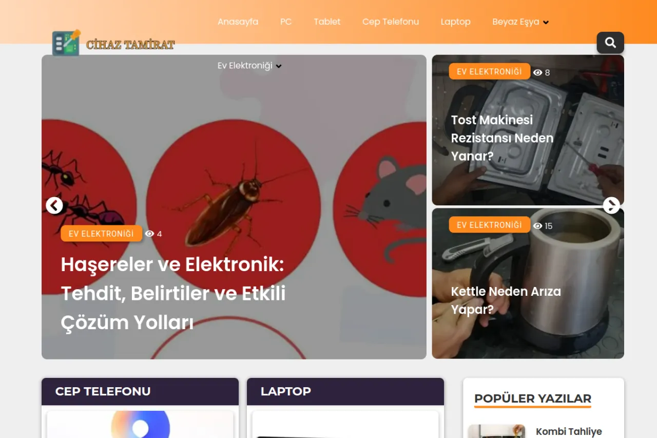 cihaztamirat.com web sitesi ekran görüntüsü - DA 55