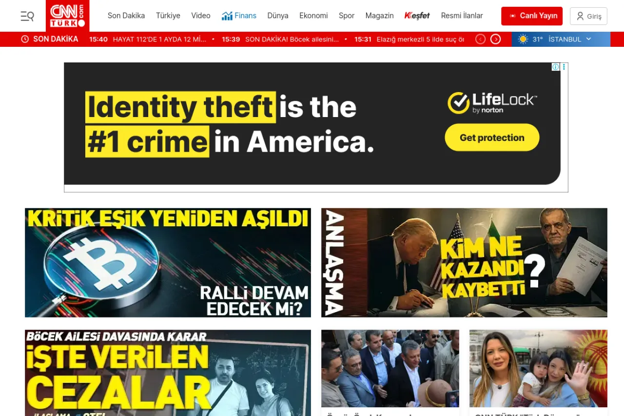 cnnturk.com web sitesi ekran görüntüsü - DA 83