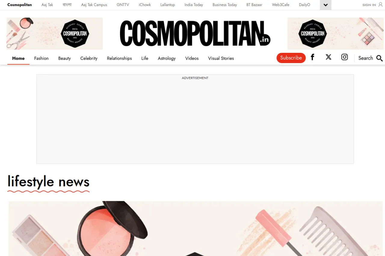 cosmopolitan.in web sitesi ekran görüntüsü - Haber - DA 59