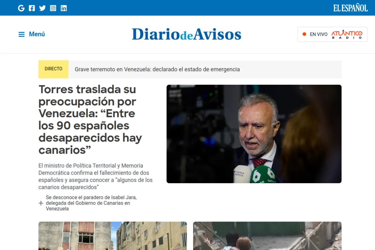 diariodeavisos.elespanol.com web sitesi ekran görüntüsü - Haber - DA 92