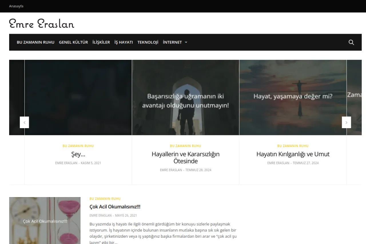 emreeraslan.com web sitesi ekran görüntüsü - DA 36