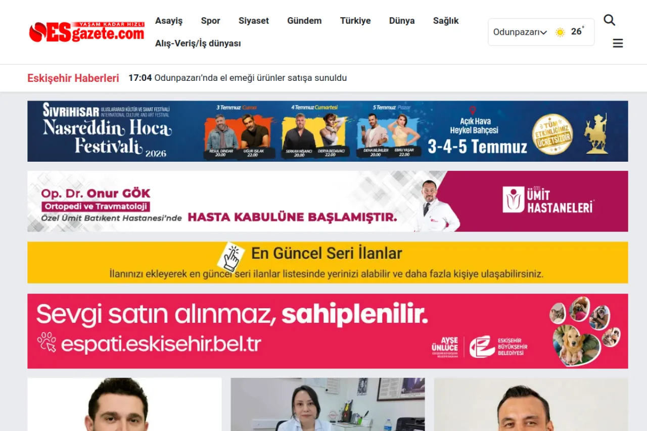 Eskişehir Gazetesi web sitesi ekran görüntüsü - Haber - DA 55