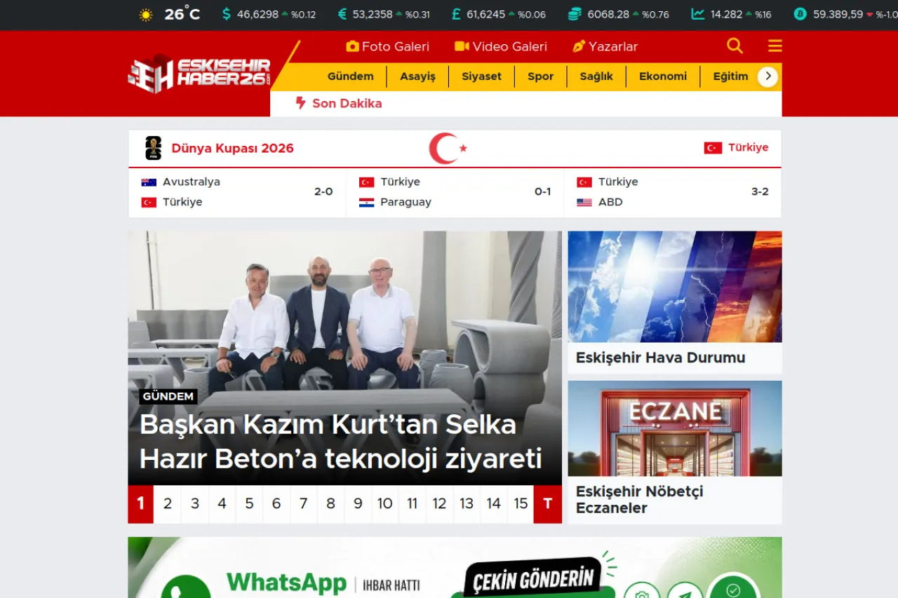 eskisehirhaber26.com web sitesi ekran görüntüsü - Haber - DA 54
