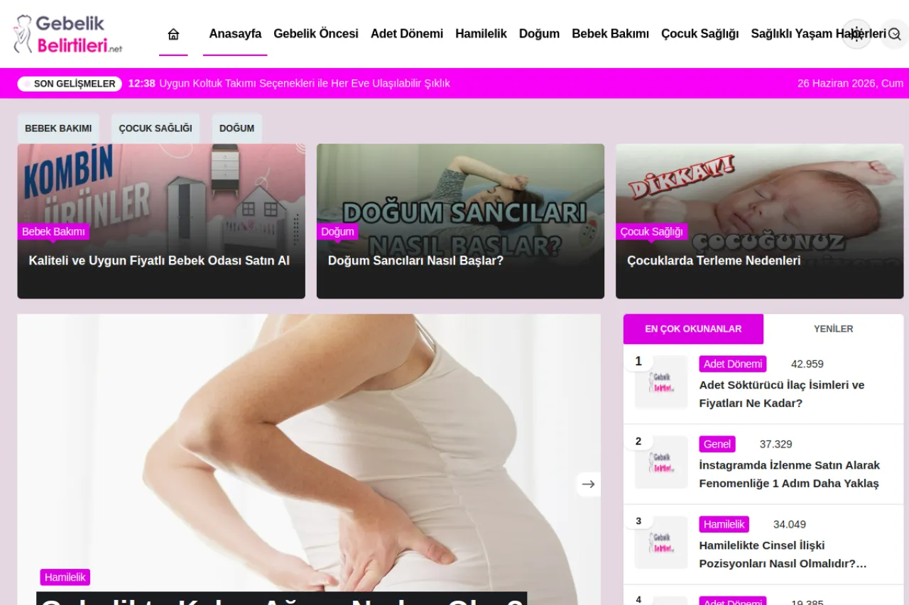 gebelikbelirtileri.net web sitesi ekran görüntüsü - DA 56