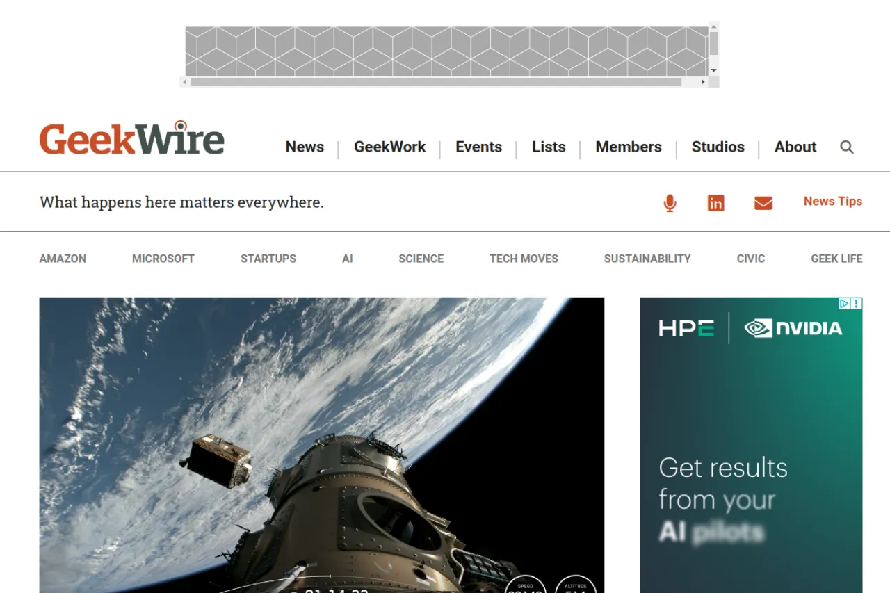 geekwire.com web sitesi ekran görüntüsü - Haber - DA 88