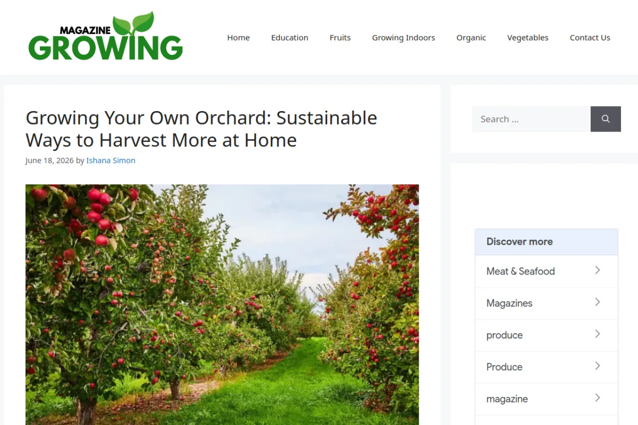 growingmagazine.com web sitesi ekran görüntüsü - DA 70