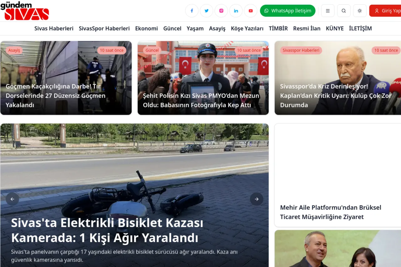 Gündem Sivas Haber web sitesi ekran görüntüsü - Haber - DA 36