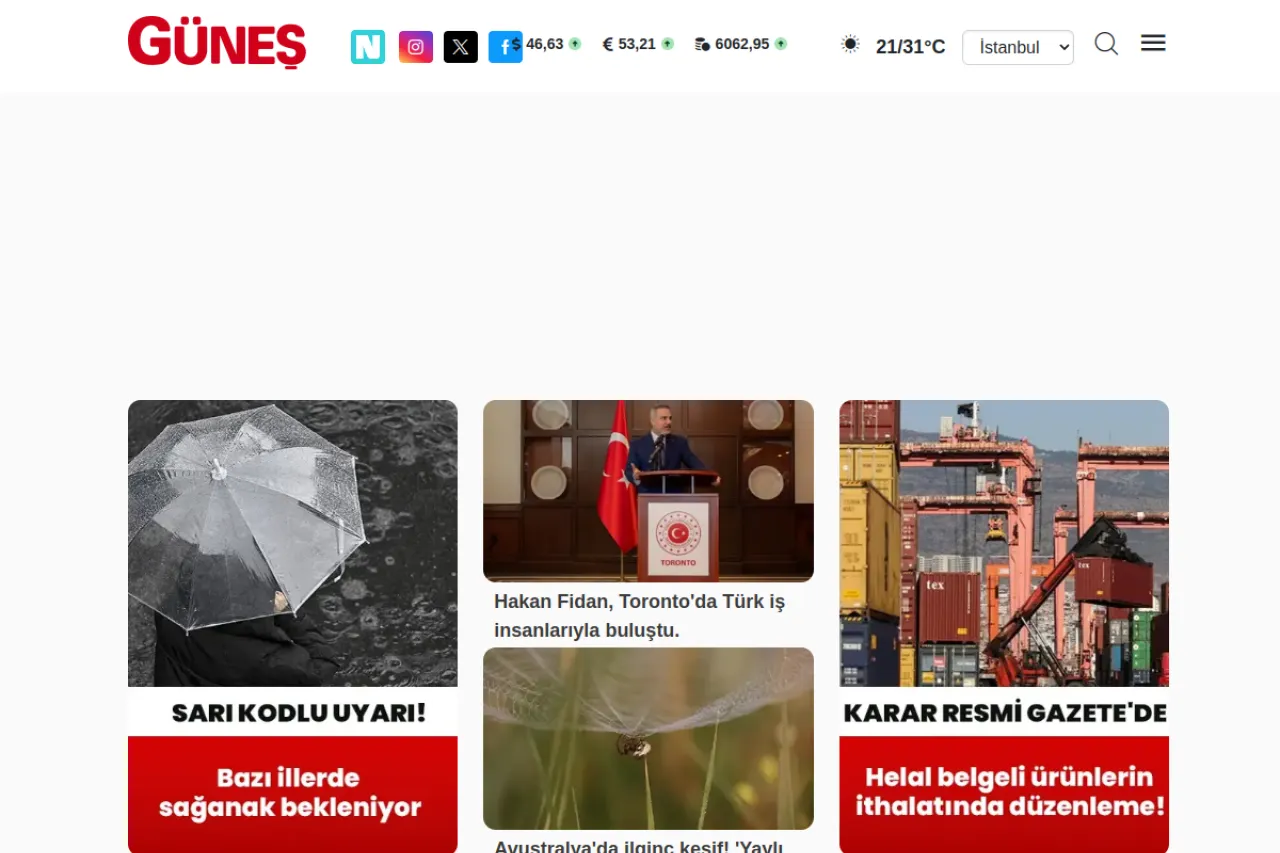 gunes.com web sitesi ekran görüntüsü - DA 59