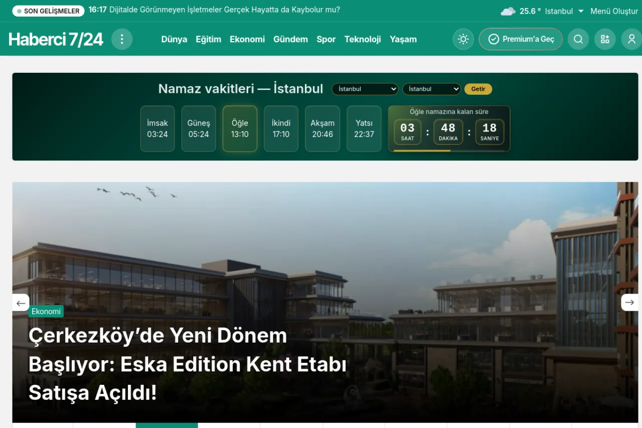 haberci724.com web sitesi ekran görüntüsü - Haber - DA 6