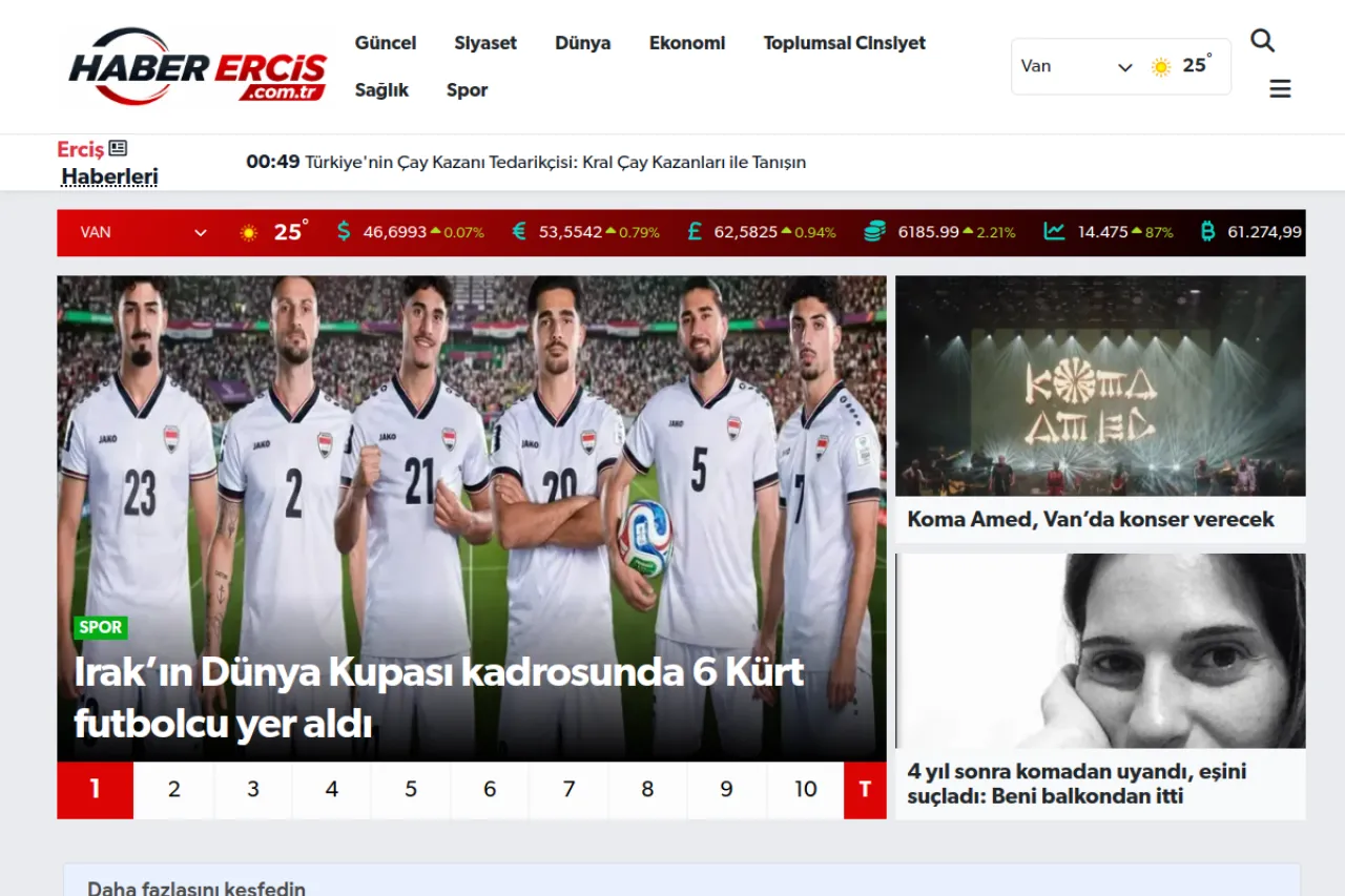haberercis.com.tr web sitesi ekran görüntüsü - Haber - DA 19