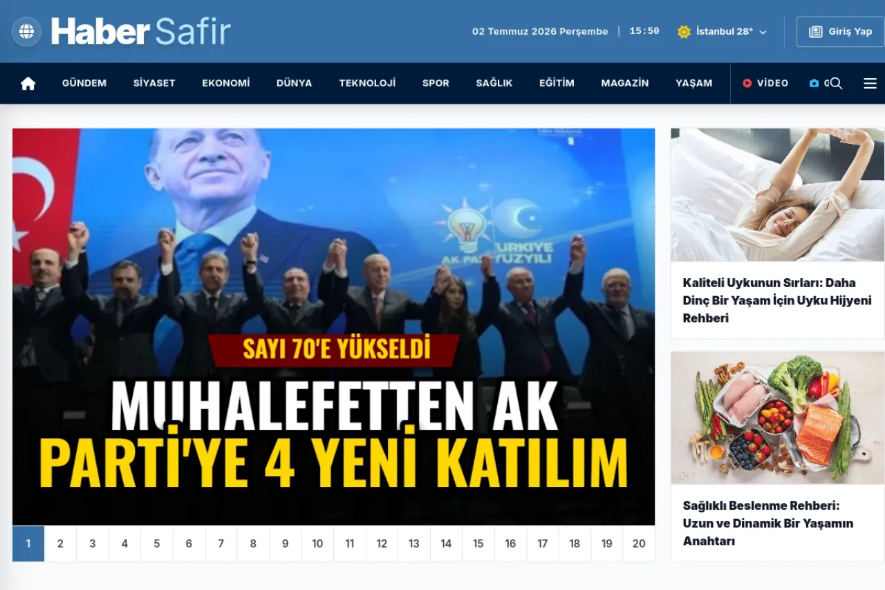 habersafir.com web sitesi ekran görüntüsü - Haber - DA 15