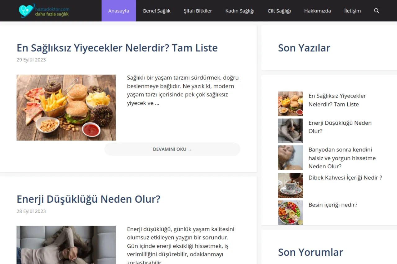 hastadoktor.com web sitesi ekran görüntüsü - DA 56