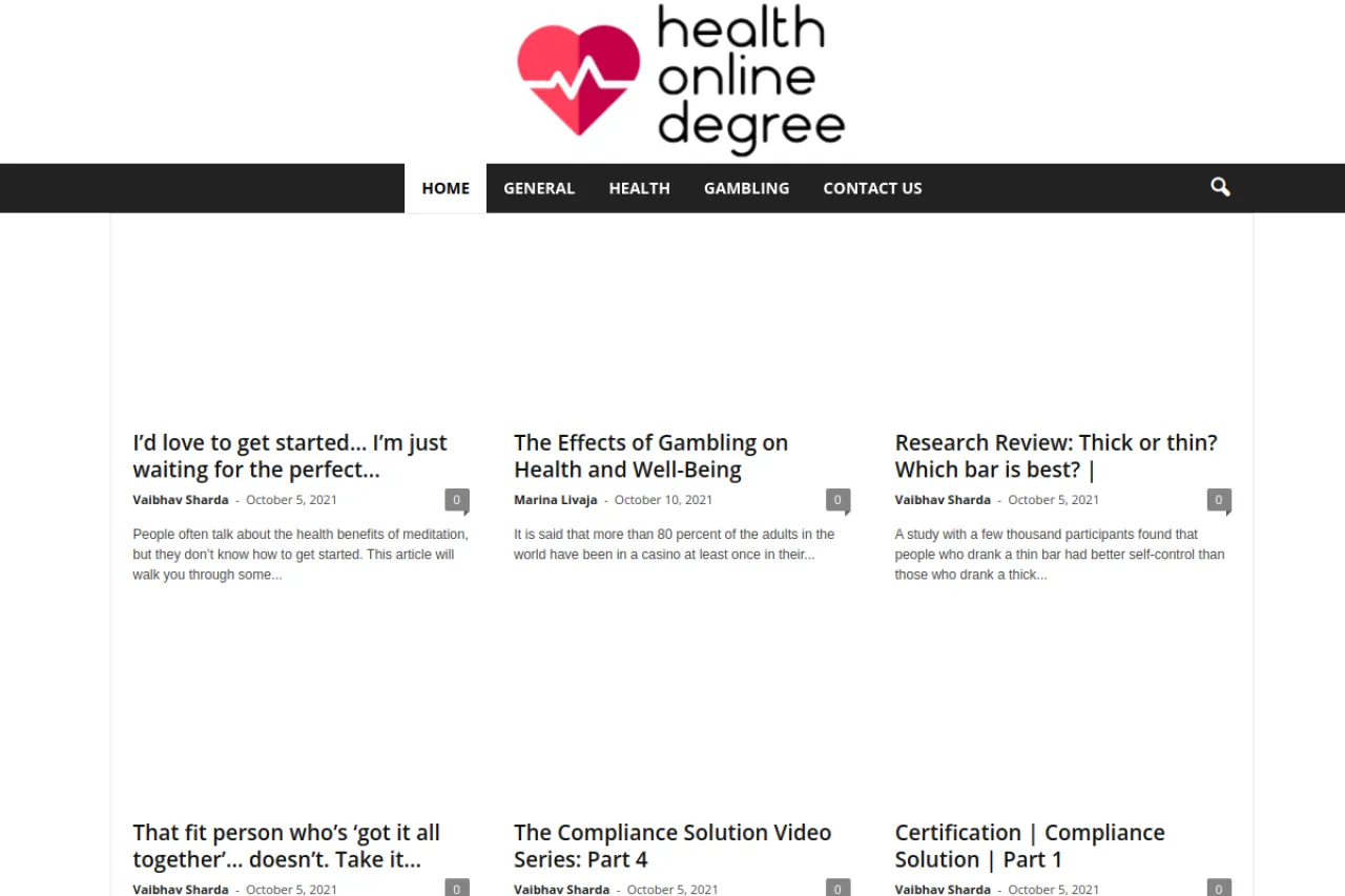 healthonlinedegree.com web sitesi ekran görüntüsü - Sağlık - DA 55