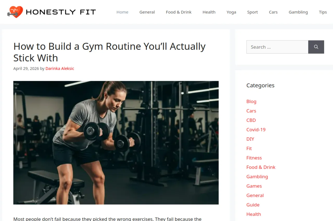 honestlyfit.com web sitesi ekran görüntüsü - DA 65