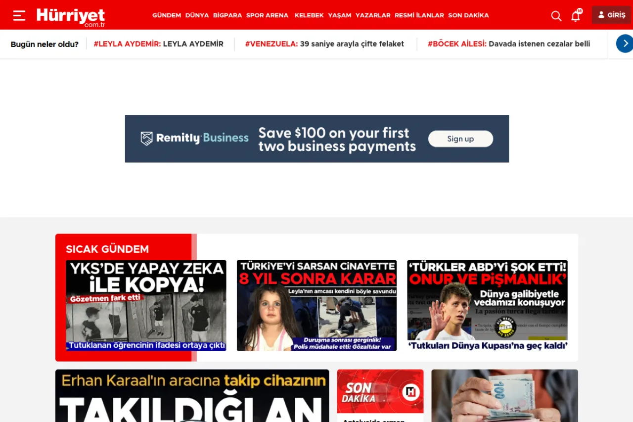 hurriyet.com.tr web sitesi ekran görüntüsü - DA 88