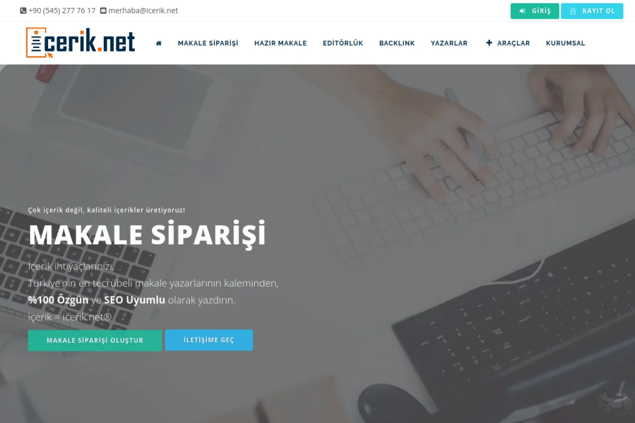 icerik.net web sitesi ekran görüntüsü - DA 55