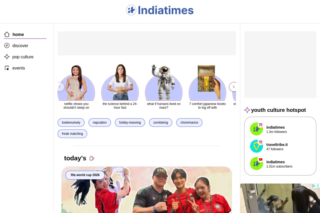 indiatimes.com web sitesi ekran görüntüsü - Haber - DA 94