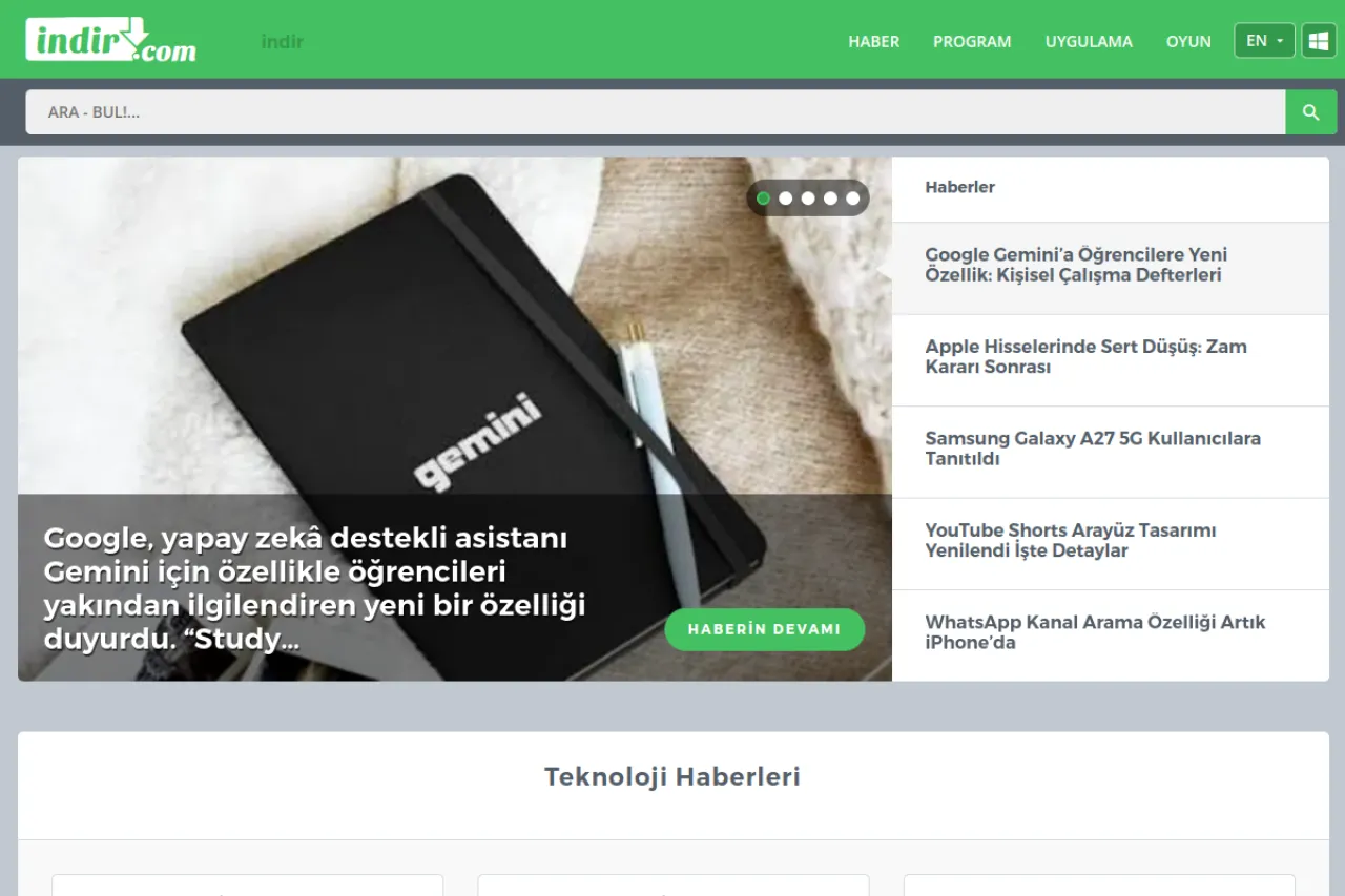 indir.com web sitesi ekran görüntüsü - DA 35