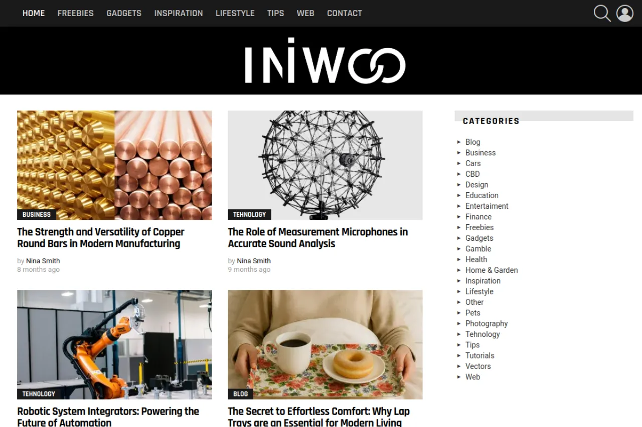 iniwoo.net web sitesi ekran görüntüsü - DA 58