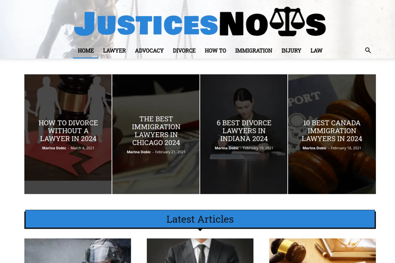 justicesnows.com web sitesi ekran görüntüsü - DA 61