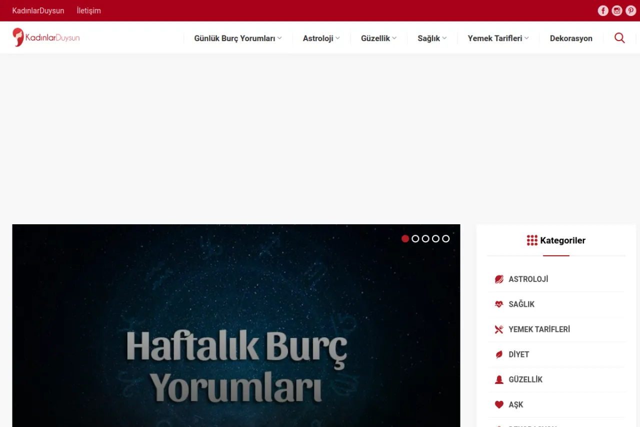 kadinlarduysun.com web sitesi ekran görüntüsü - DA 65