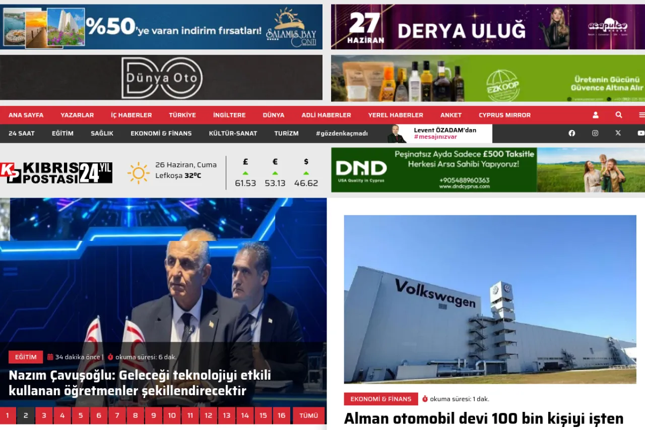 kibrispostasi.com web sitesi ekran görüntüsü - DA 52