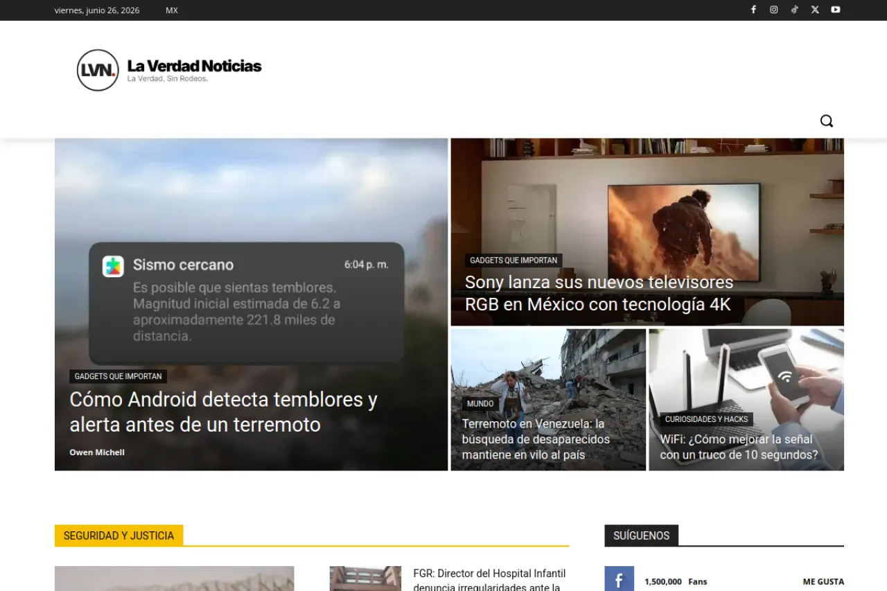 laverdadnoticias.com web sitesi ekran görüntüsü - Haber - DA 69
