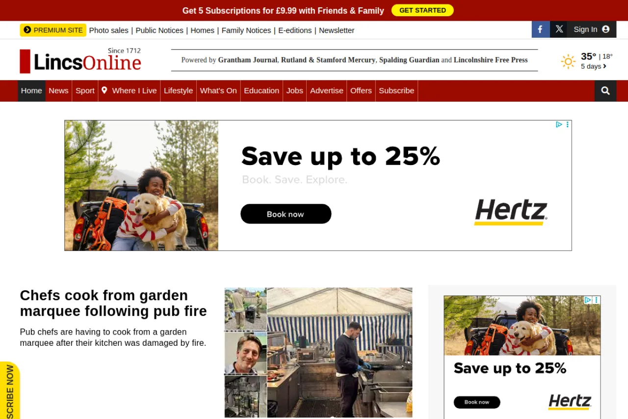 lincsonline.co.uk web sitesi ekran görüntüsü - Haber - DA 63