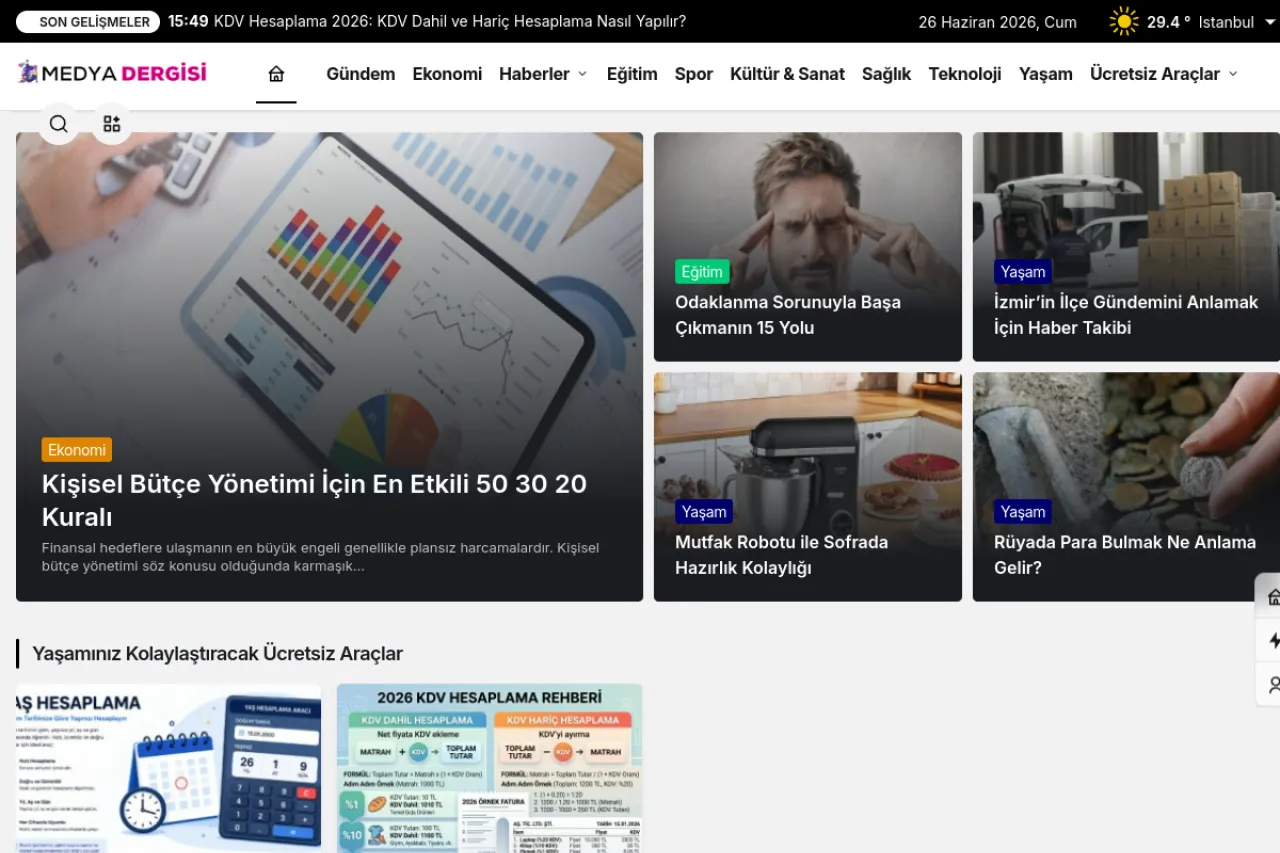 medyadergisi.com web sitesi ekran görüntüsü - Haber - DA 54