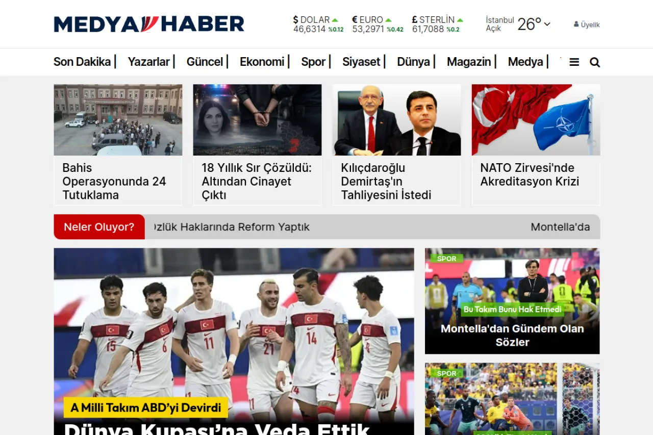 medyahaber.com web sitesi ekran görüntüsü - Haber - DA 34