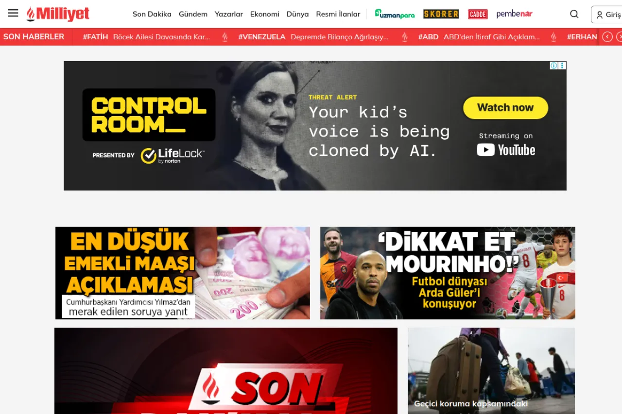 milliyet.com.tr web sitesi ekran görüntüsü - DA 83
