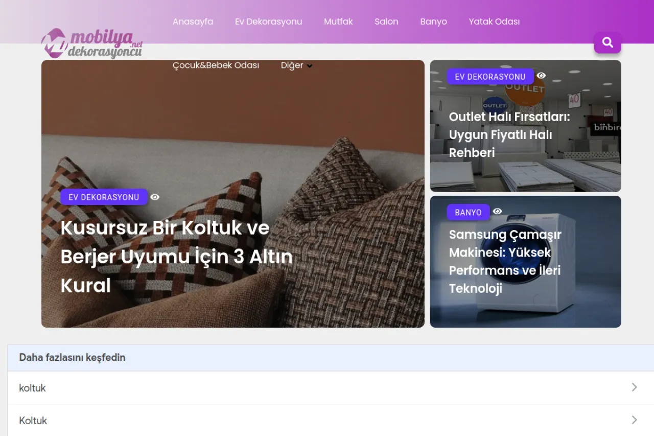 mobilyadekorasyoncu.net web sitesi ekran görüntüsü - DA 65