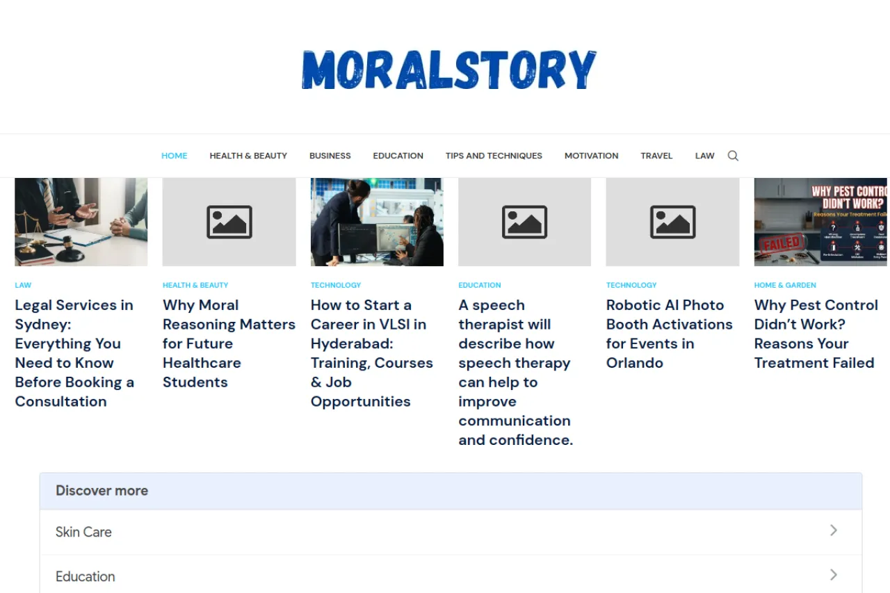 moralstory.org web sitesi ekran görüntüsü - DA 60
