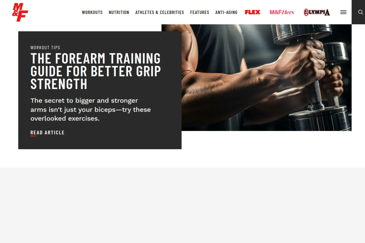 muscleandfitness.com web sitesi ekran görüntüsü - Haber - DA 83