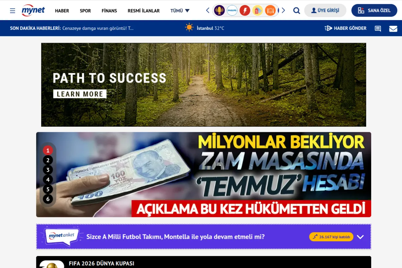 mynet.com web sitesi ekran görüntüsü - DA 76