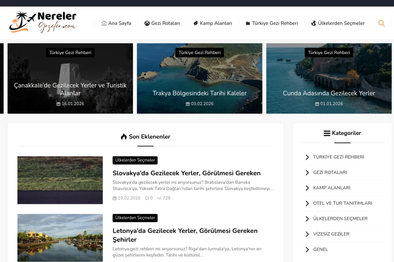 nerelergezilir.com web sitesi ekran görüntüsü - Seyahat - DA 55