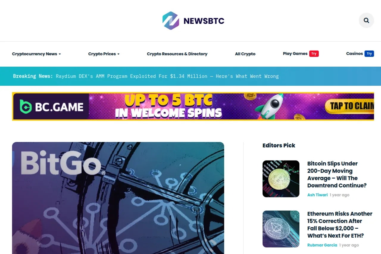 newsbtc.com web sitesi ekran görüntüsü - Haber - DA 80