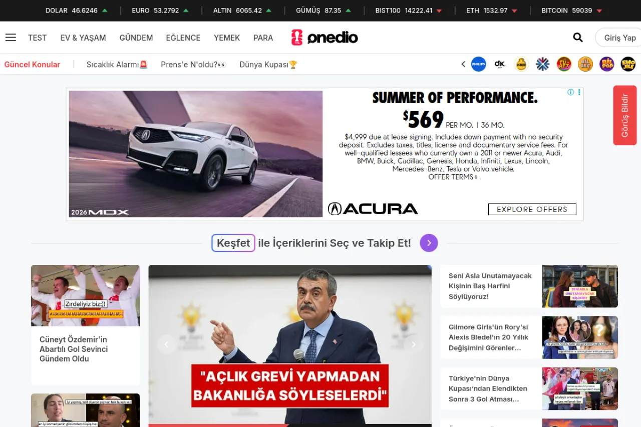 onedio.com web sitesi ekran görüntüsü - DA 78