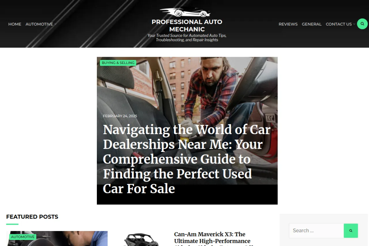 professionalautomechanic.com web sitesi ekran görüntüsü - Otomotiv - DA 57