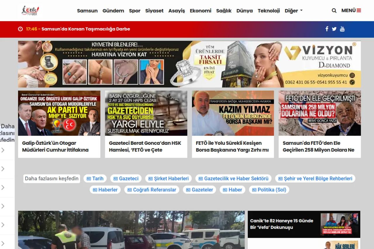 samsunetikhaber3.com web sitesi ekran görüntüsü - Haber - DA 16